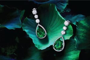 Green diamond earrings